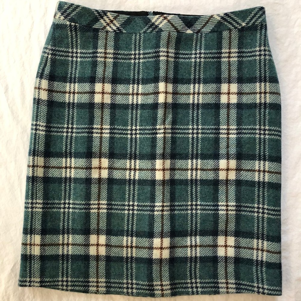 LL Bean Wool Blend Plaid Skirt